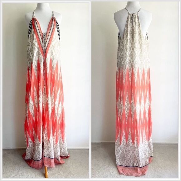 Hale Bob Medium Maxi Dress V Neck High
Low Snakeskin Print Lined Sleeveless - Picture 1 of 13